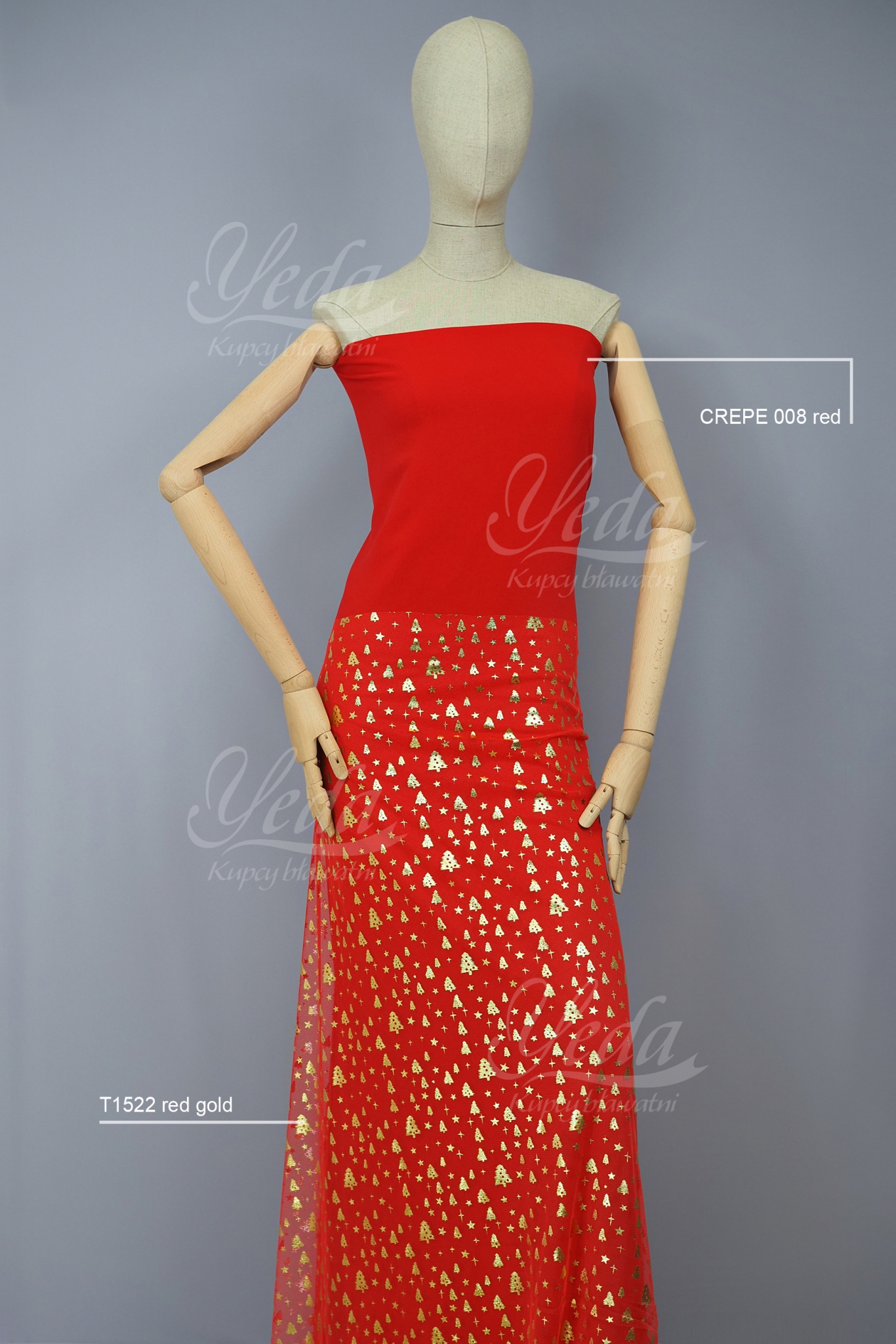 TIUL SUKIENKOWY T1522 RED/GOLD