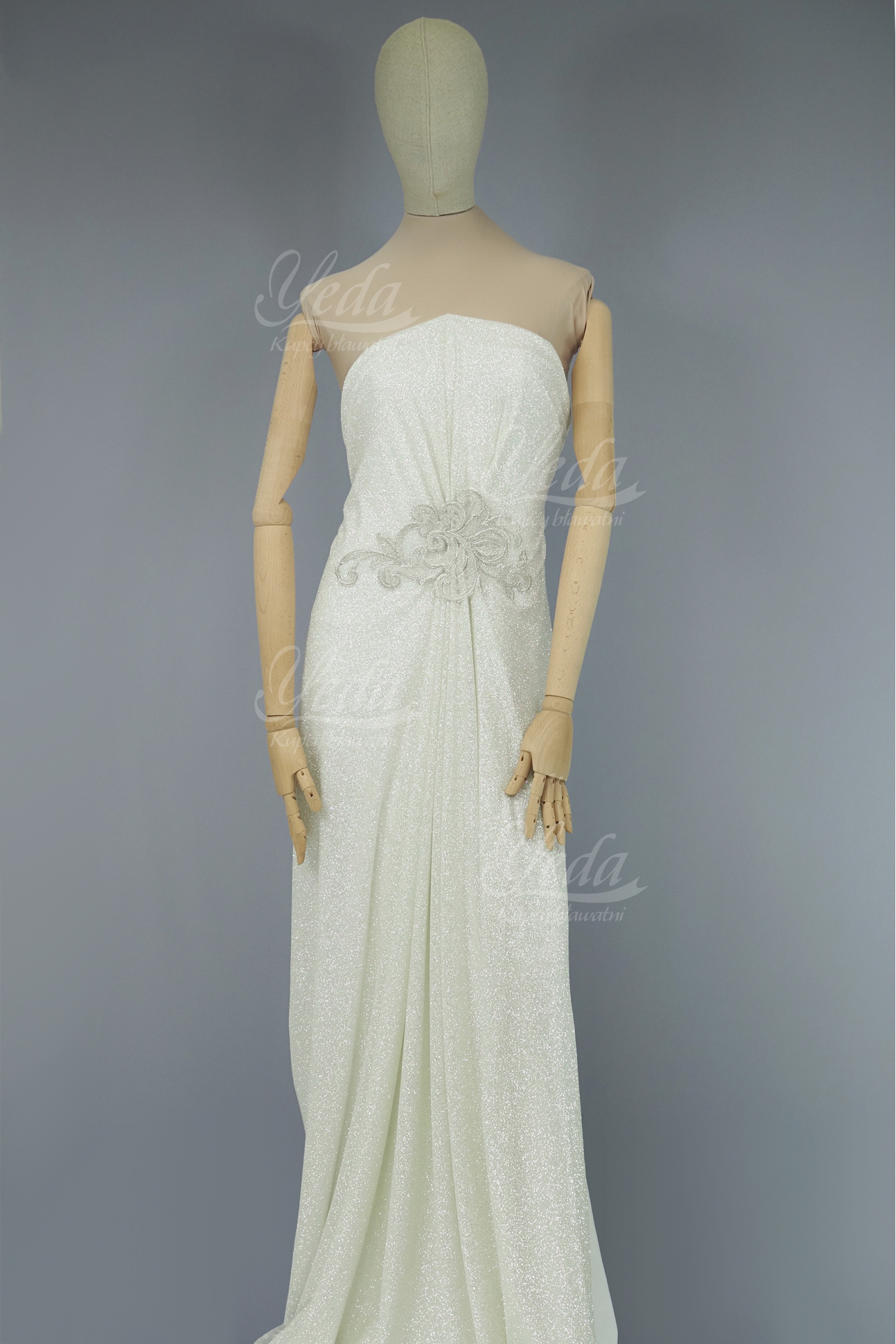 STRETCH TULLE PLATIN GLITTER