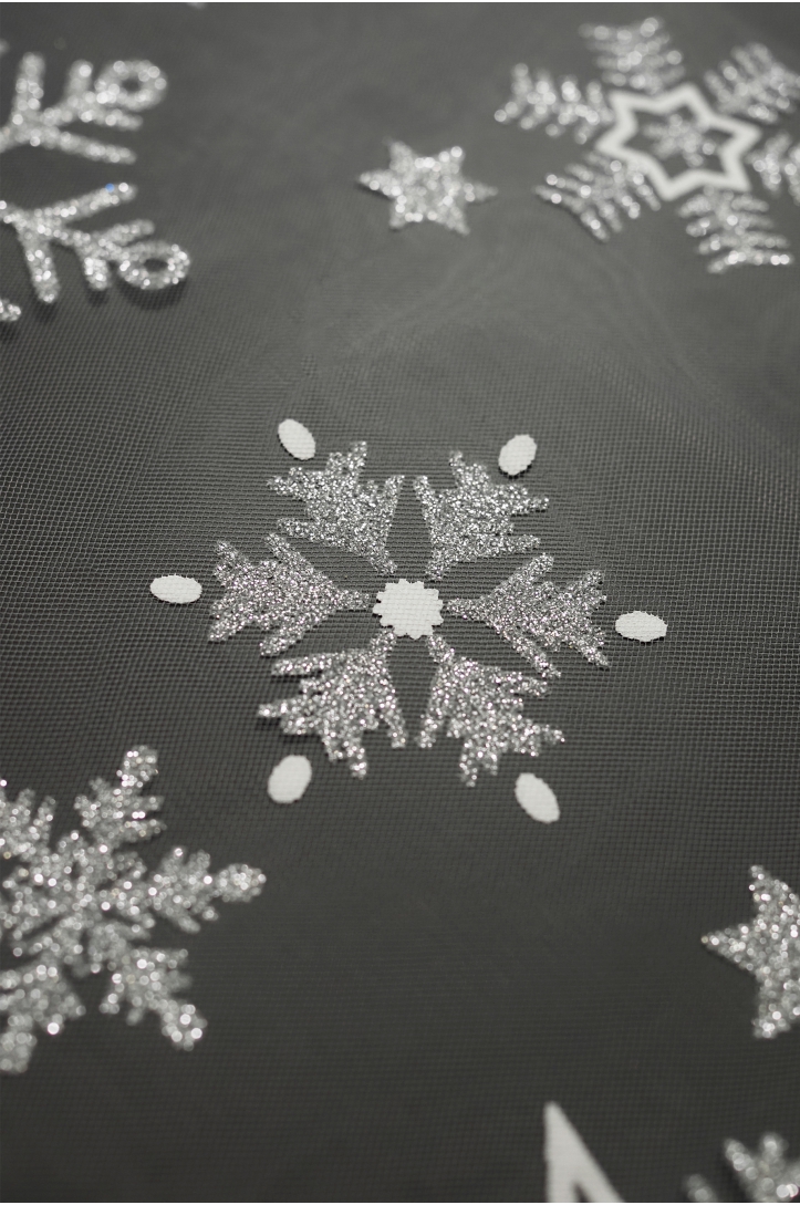 TIUL ŚNIEŻYNKA  J128 OFF WHITE SILVER