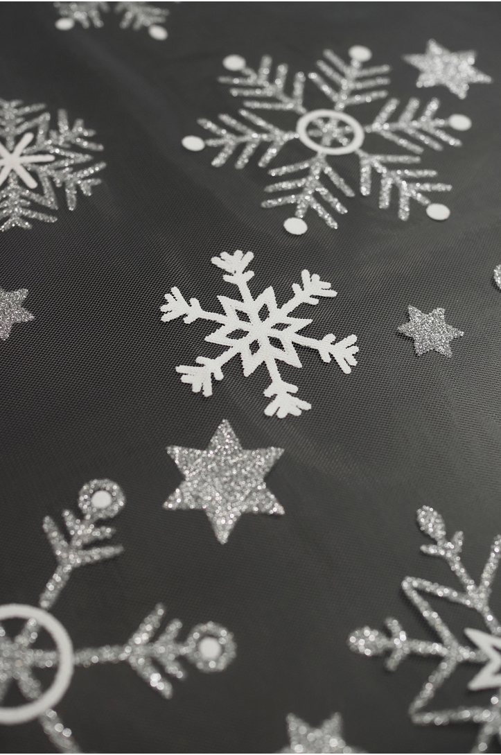 TIUL ŚNIEŻYNKA  J128 OFF WHITE SILVER