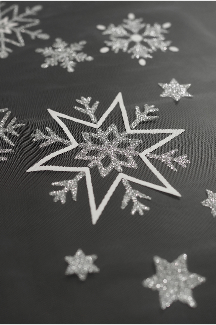 TIUL ŚNIEŻYNKA  J128 OFF WHITE SILVER