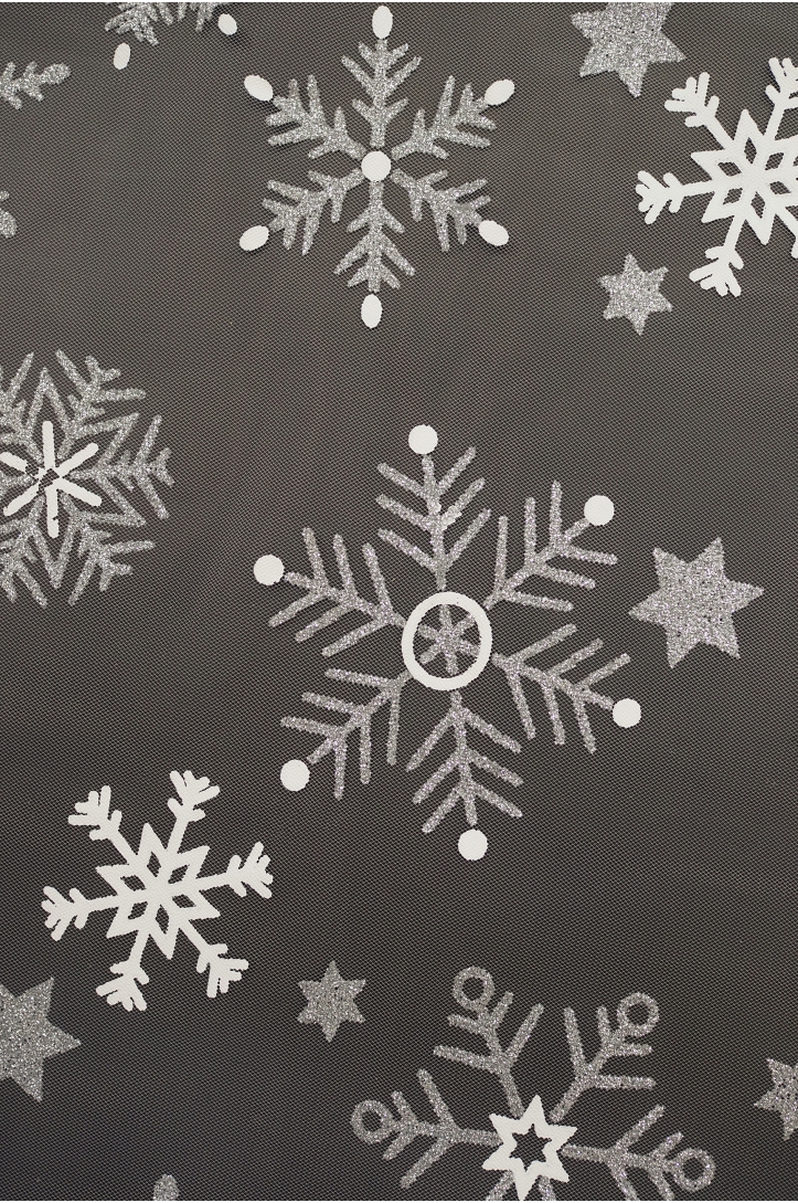 TIUL ŚNIEŻYNKA  J128 OFF WHITE SILVER