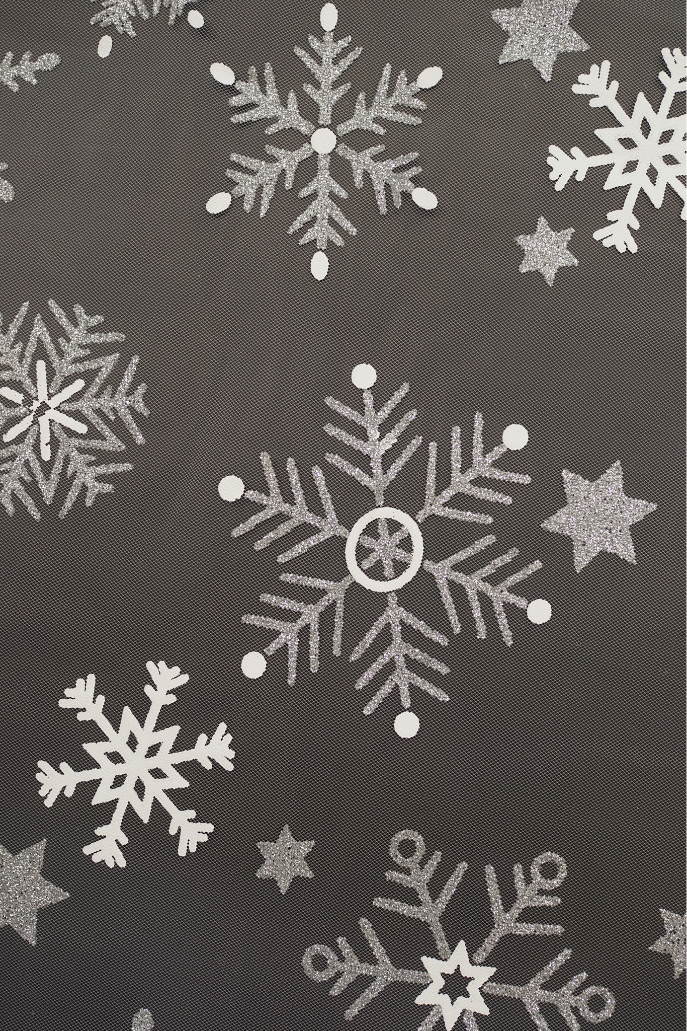 TIUL ŚNIEŻYNKA  J128 OFF WHITE SILVER