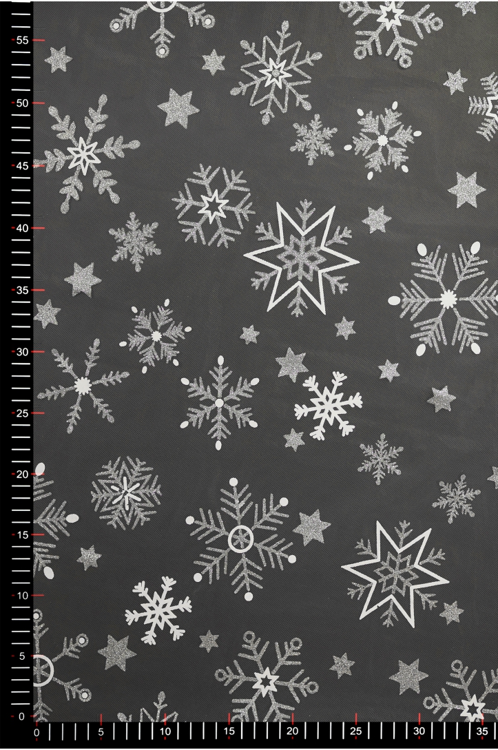 TIUL ŚNIEŻYNKA  J128 OFF WHITE SILVER