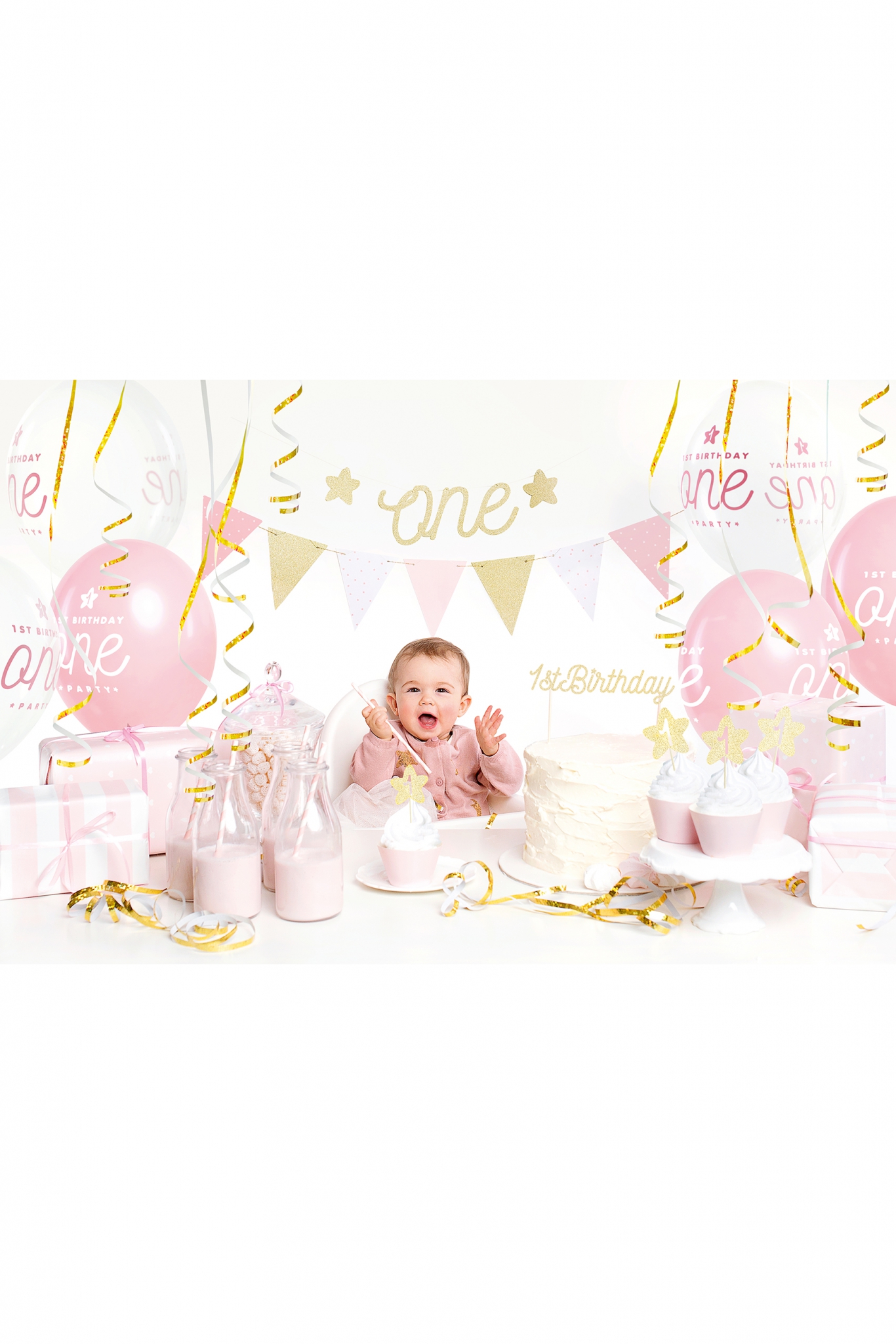 DECORATION SET "1ST BIRTHDAY" GOLD