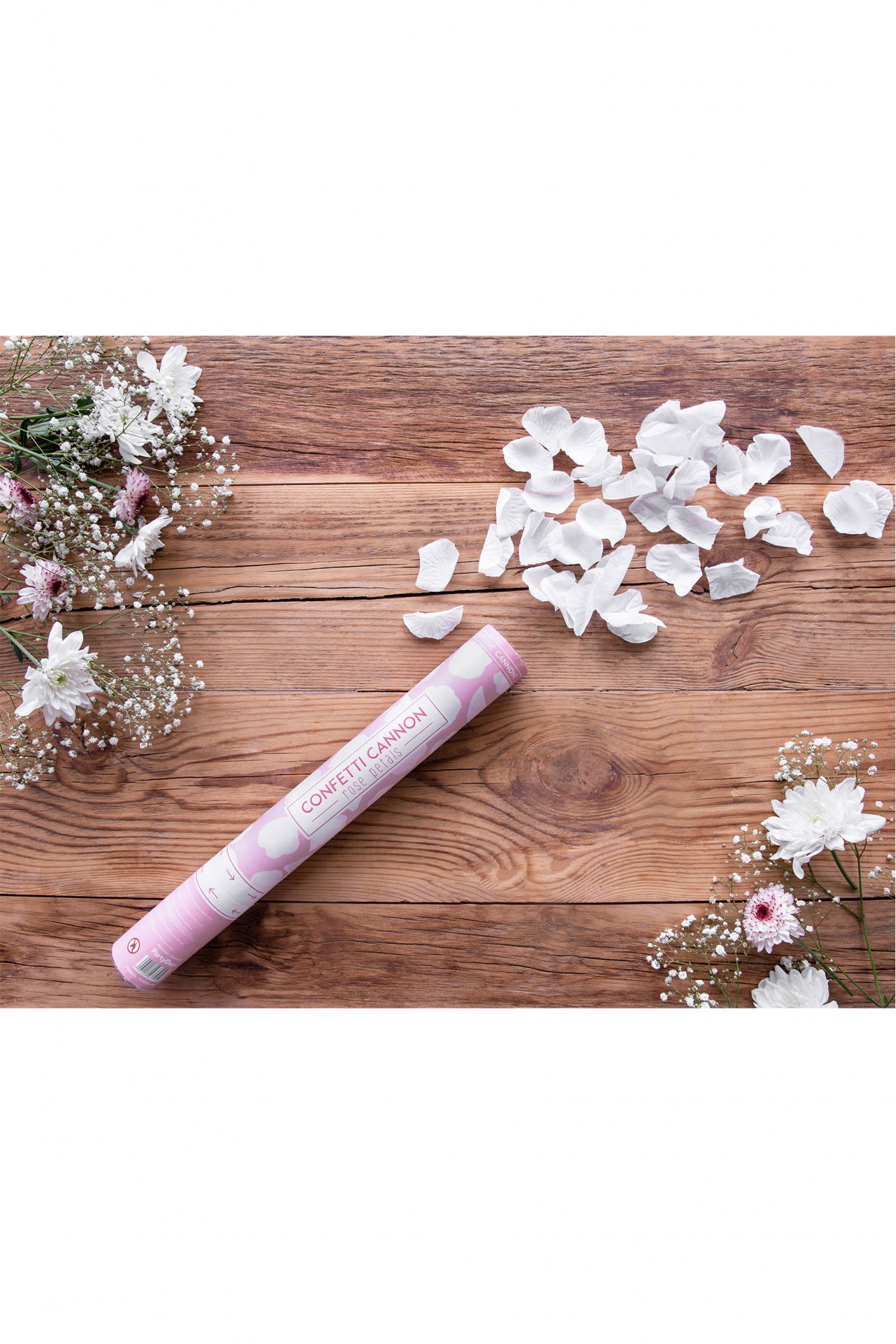 TUBE WITH WHITE ROSE PETALS WHITE 40 CM