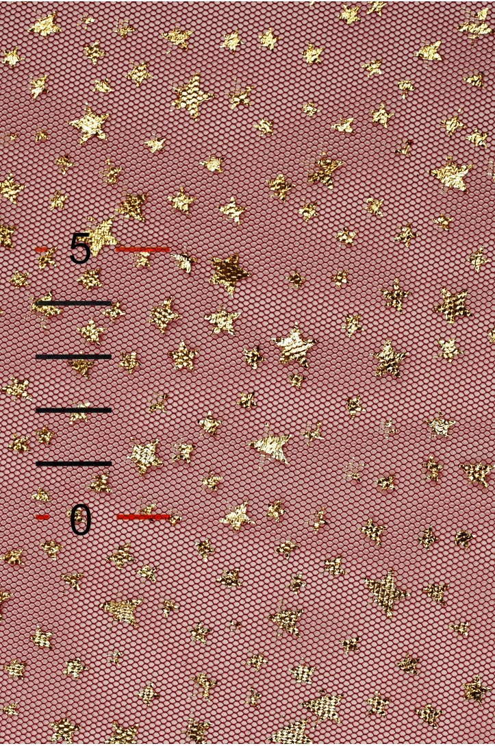 KLEIDERTÜLL MIT STERNEN T258 RED/GOLD