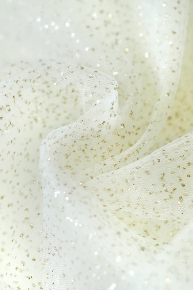 TULLE WITH GLITTER LER1004 OFF WHITE/GOLD