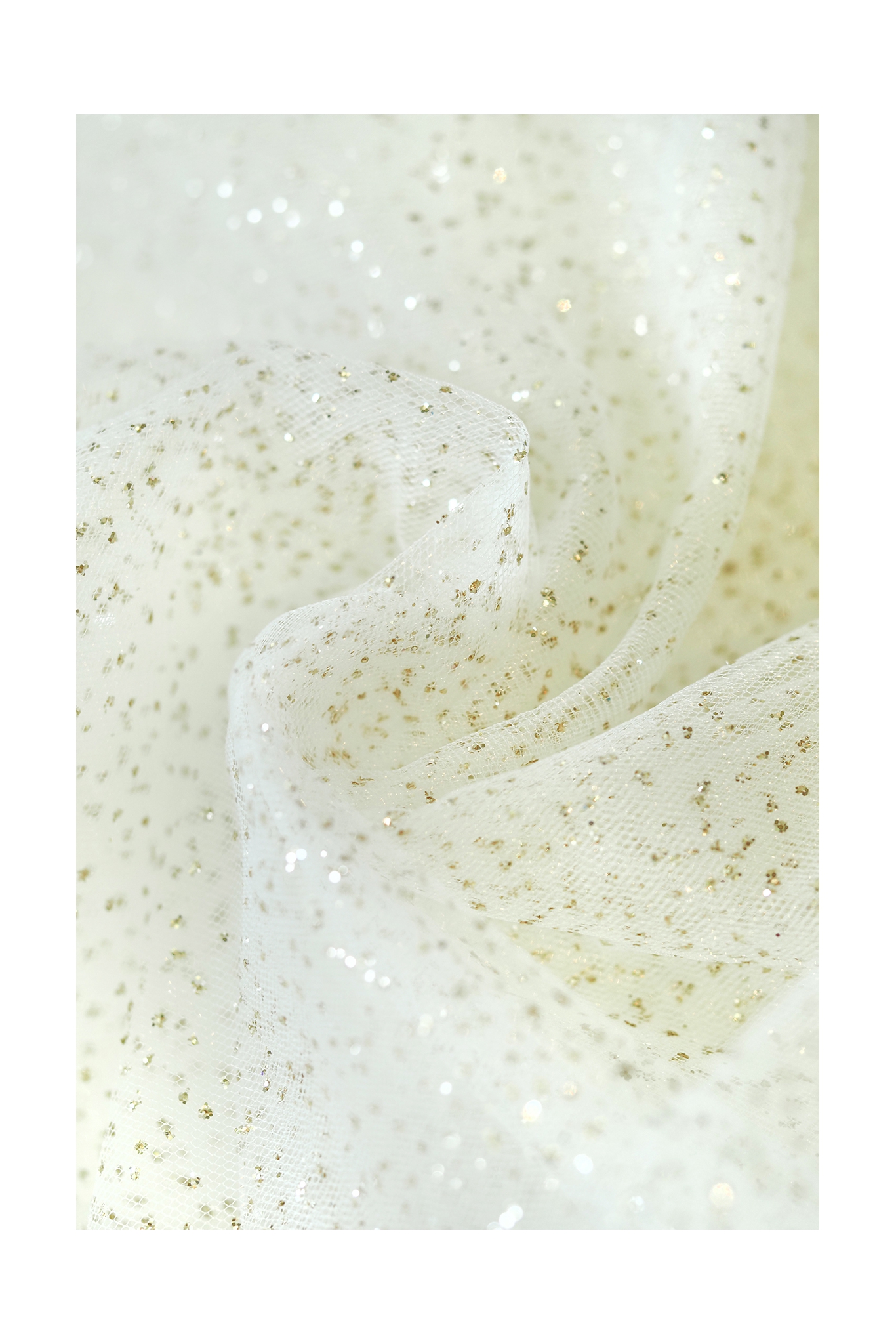 TULLE WITH GLITTER LER1004 OFF WHITE/GOLD