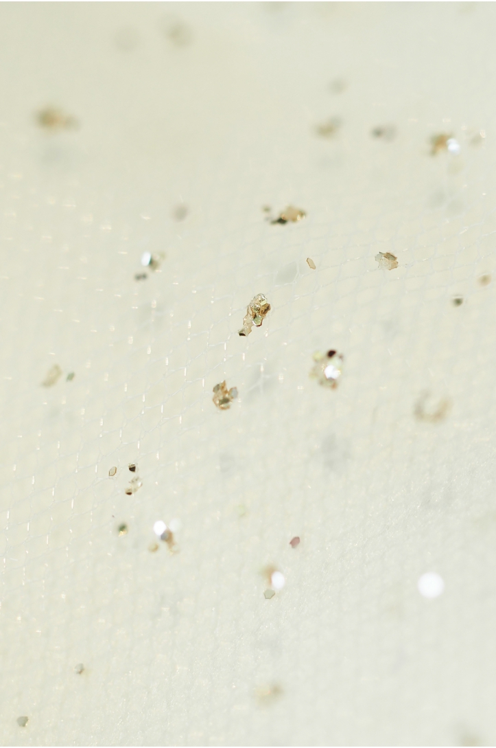 TÜLL MIT GLITZER LER1004 OFF WHITE/GOLD