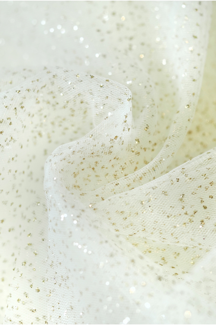 TULLE WITH GLITTER LER1004 OFF WHITE/GOLD