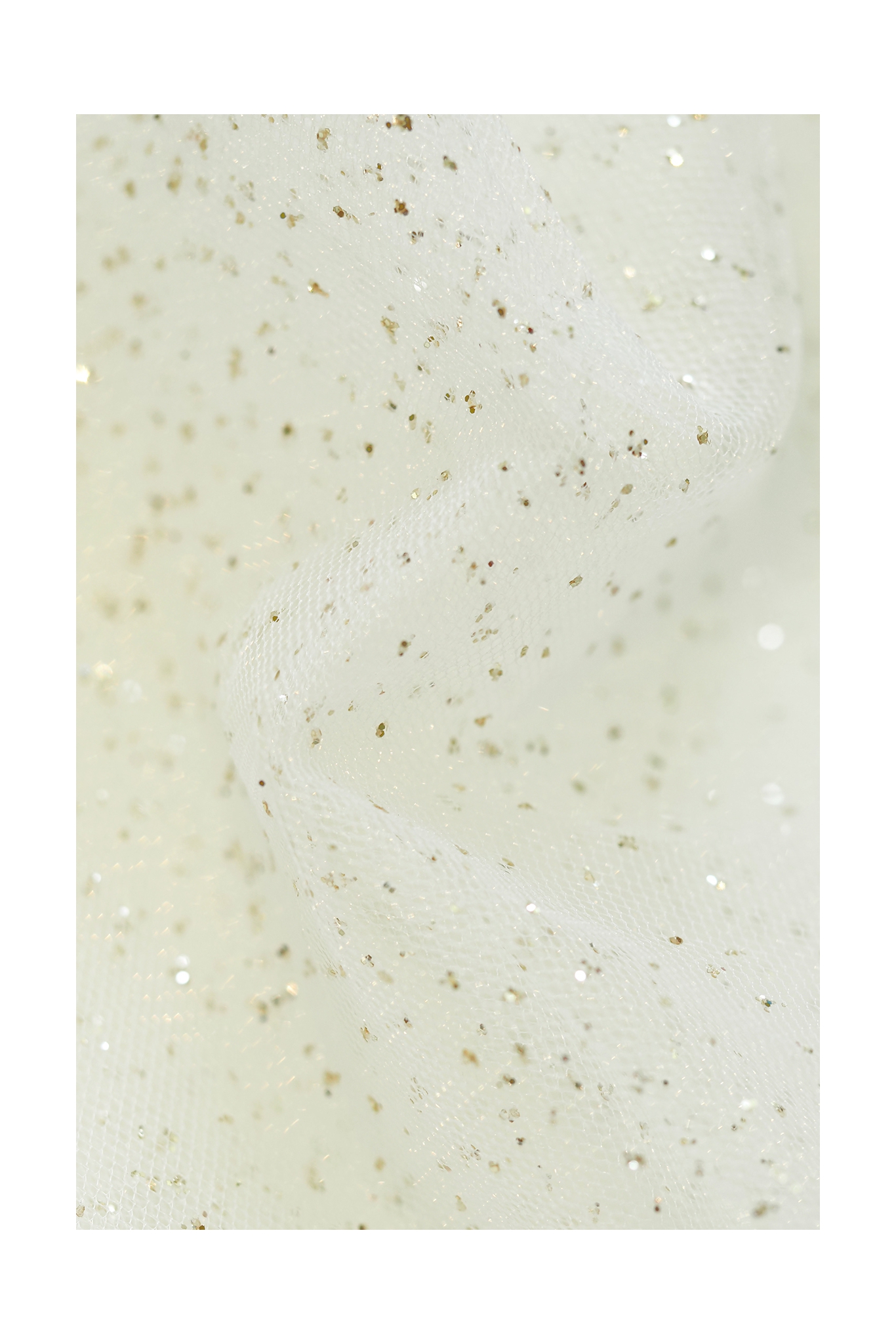 TÜLL MIT GLITZER LER1004 OFF WHITE/GOLD