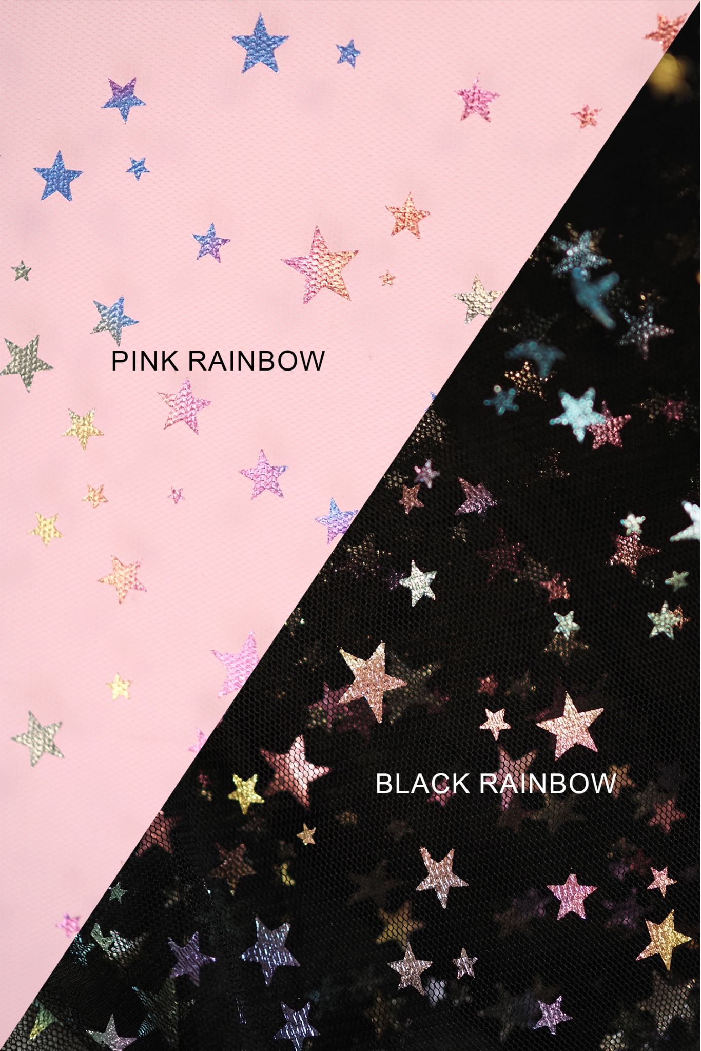 TIUL W GWIAZDKI T2054 BLACK/RAINBOW