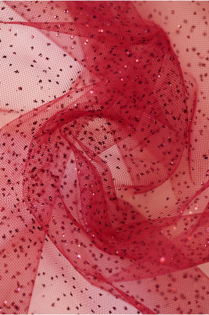 TULLE WITH GLITTER LER1004 BURGUNDY