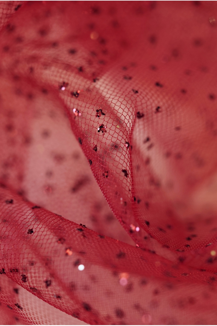 TULLE WITH GLITTER LER1004 BURGUNDY