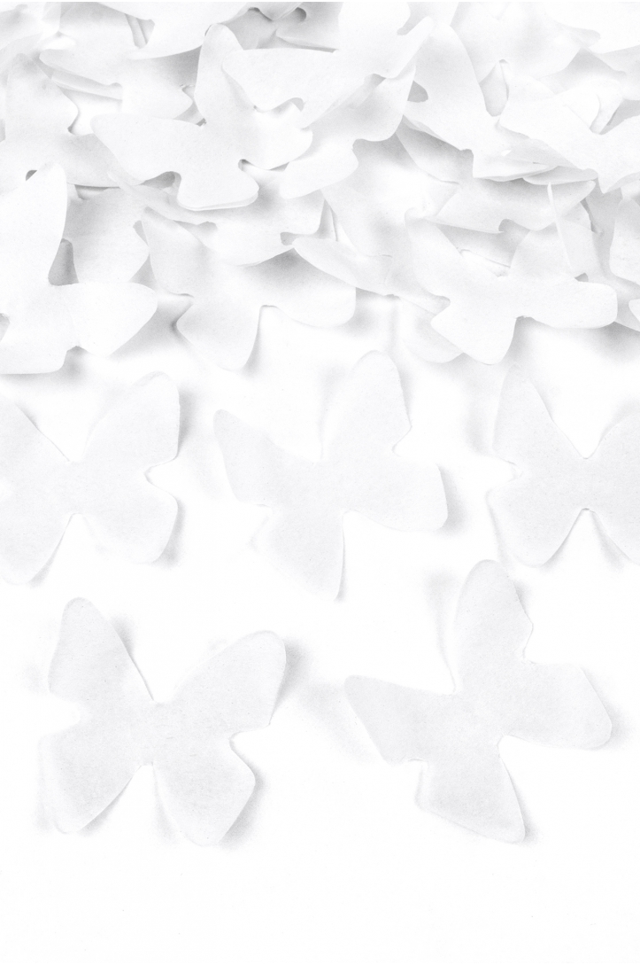 CONFETTI CANNON WITH BUTTERFLIES WHITE 60 CM