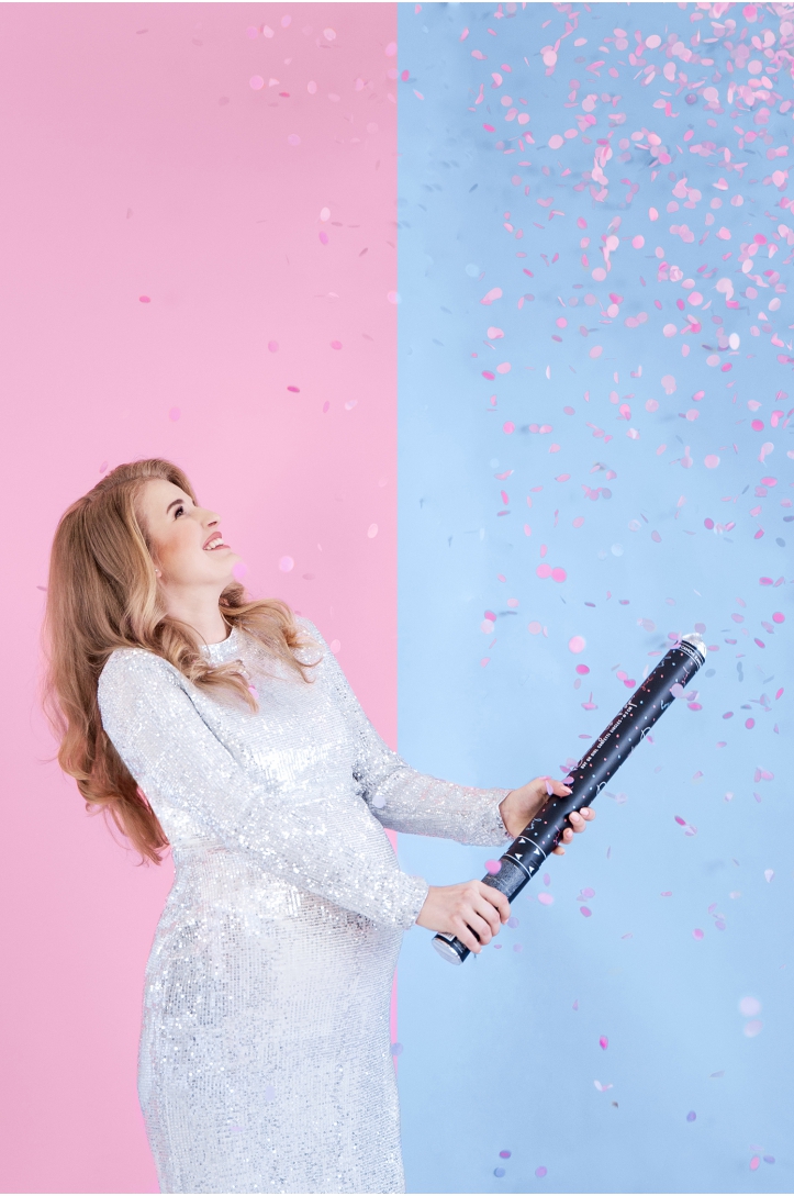 CONFETTI CANNON SHOOTING OUT PINK TISSUE PAPER CIRCLES 60 CM