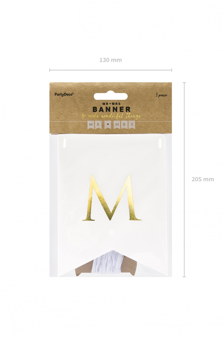 Banner Mr Mrs, weiß, 15 x 85 cm