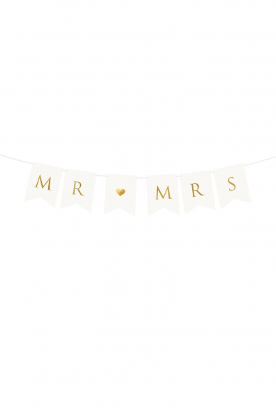 Banner Mr Mrs, white, 15 x 85 cm