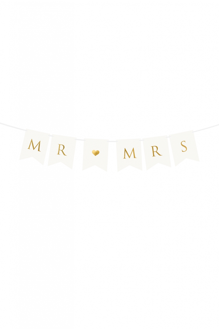 Banner Mr Mrs, white, 15 x 85 cm