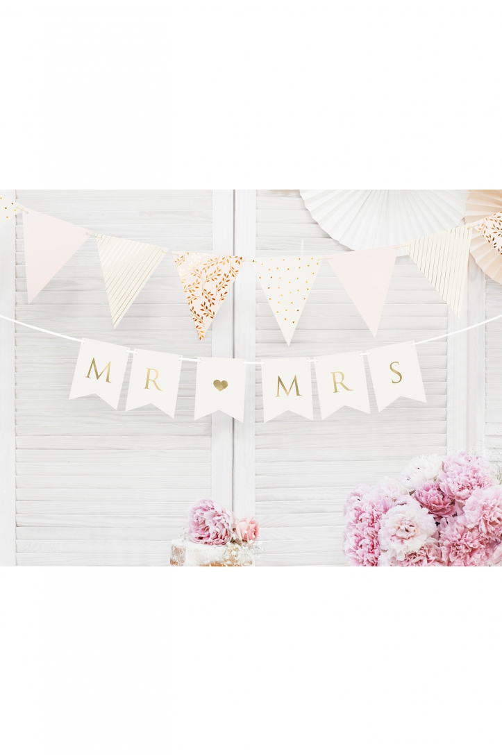 Banner Mr Mrs, weiß, 15 x 85 cm