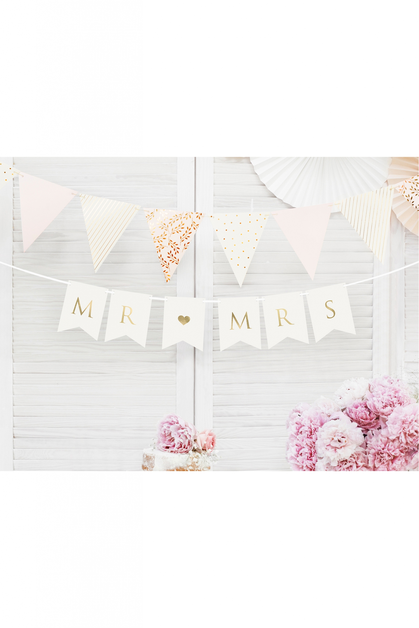 Banner Mr Mrs, white, 15 x 85 cm