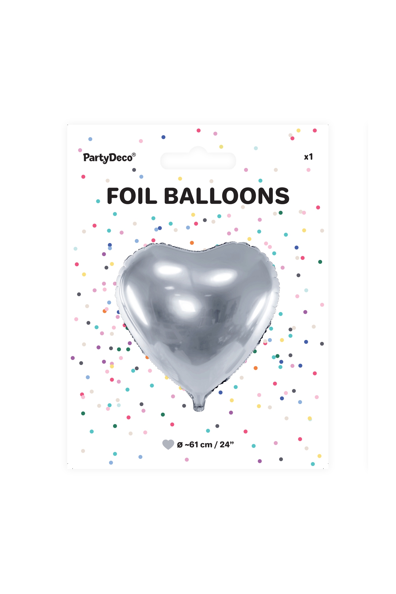 Foil Balloon Heart, 61cm, silver