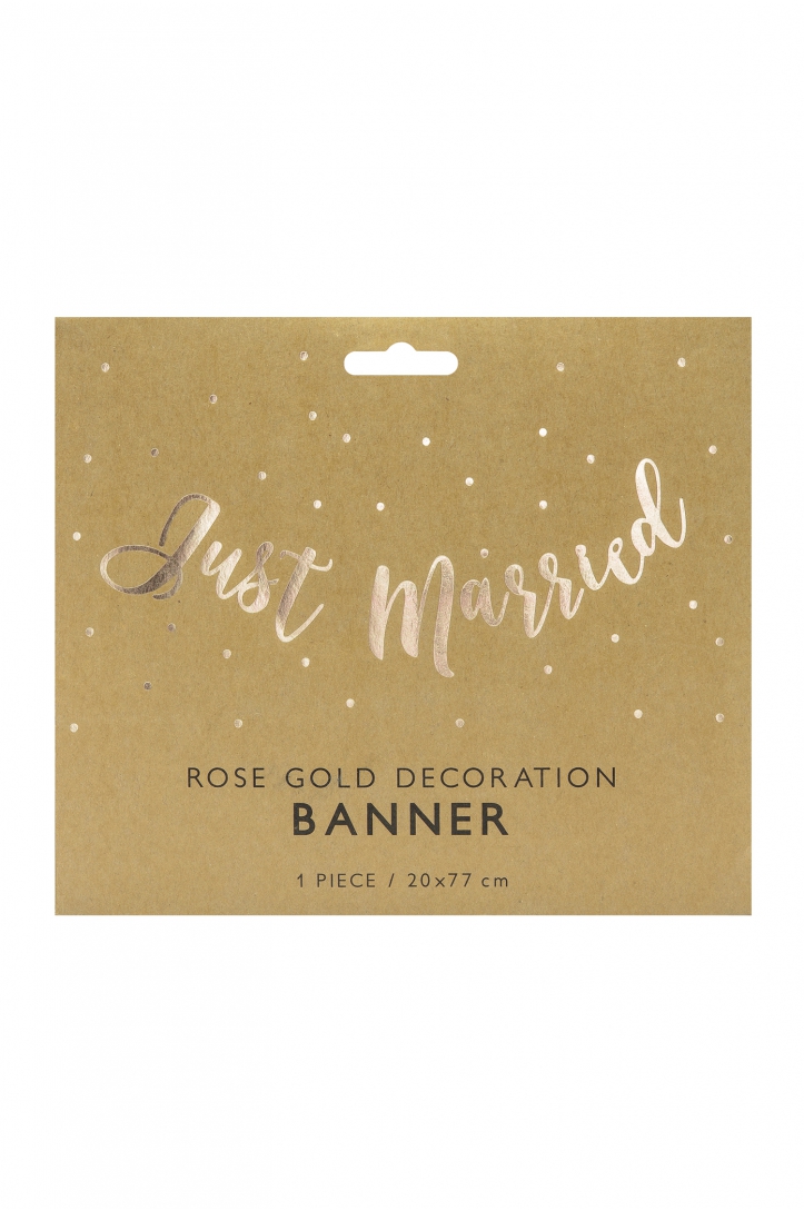 Banner Just Married, roségold, 20x77cm