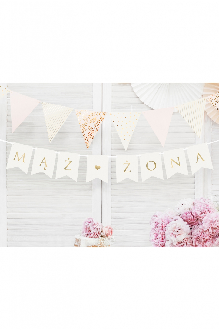 Baner Mąż Żona, biały, 15 x 110 cm