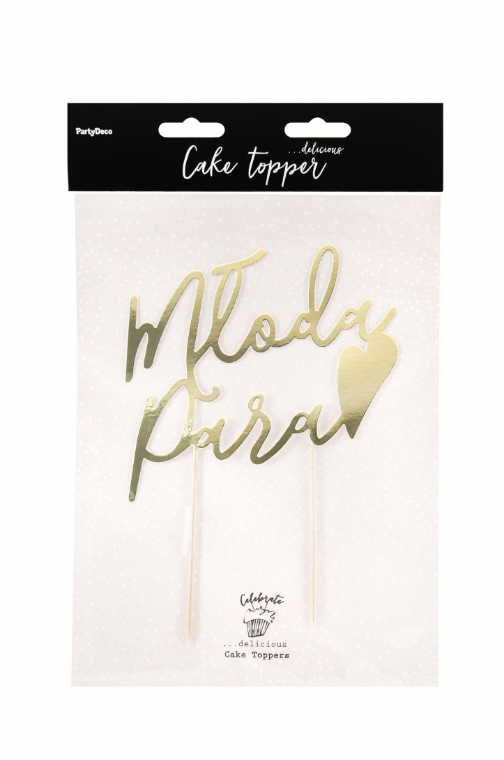 Bride and Groom cake topper, gold, 22.5 cm