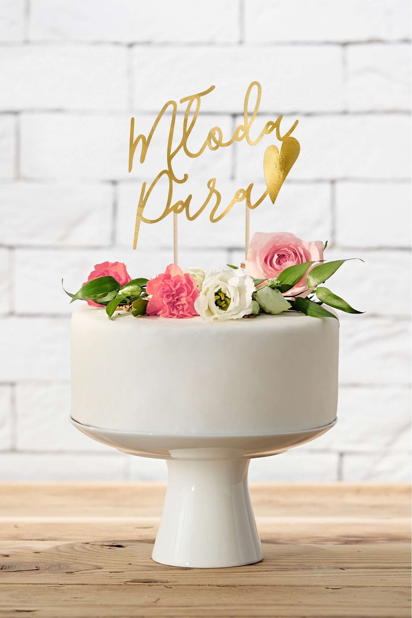 Topper na tort Młoda Para, złoty, 22,5cm