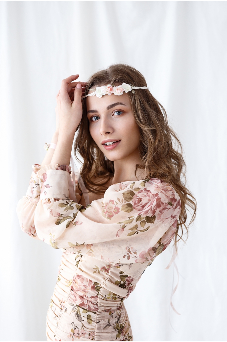 Flower crown, pink, 18cm