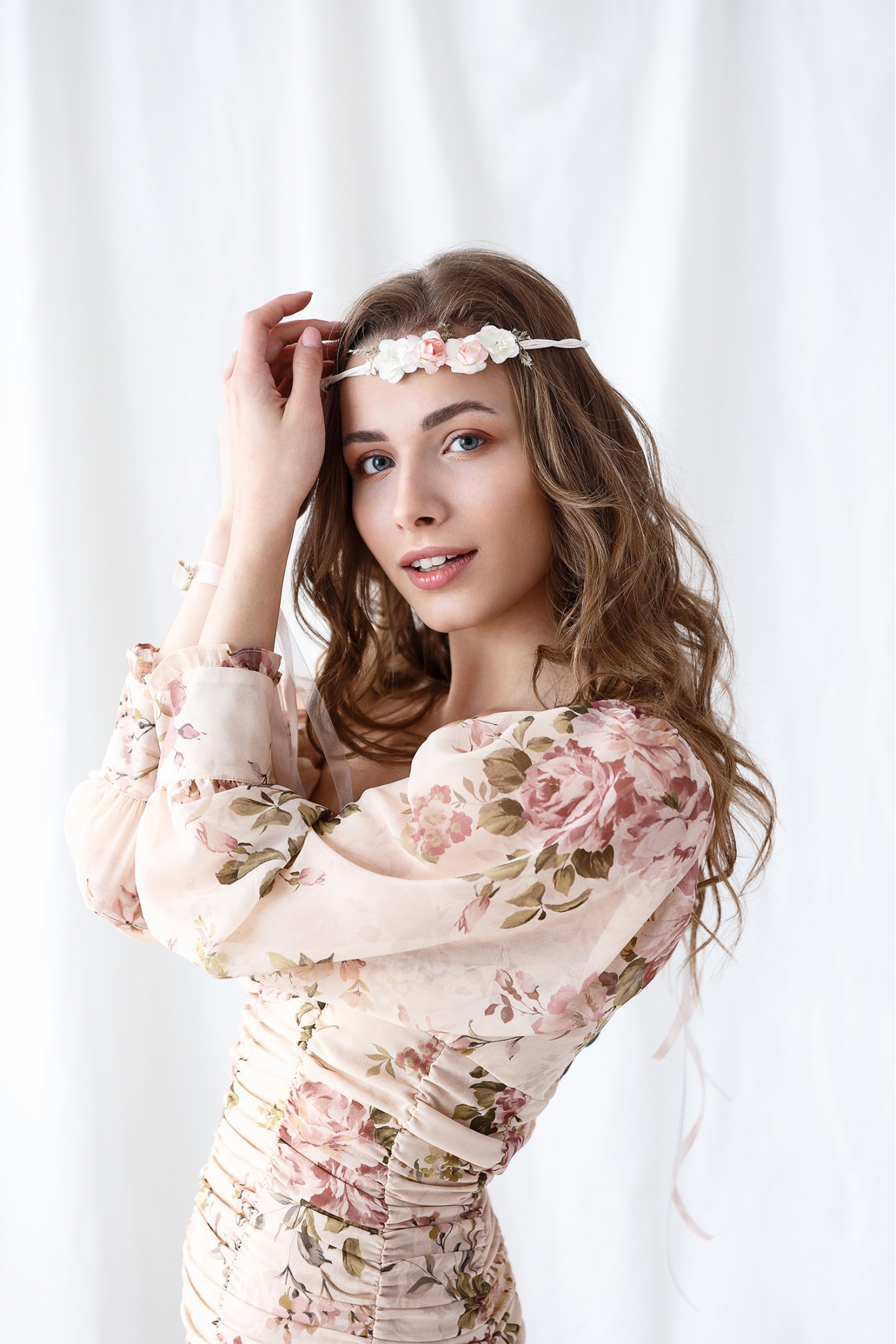 Flower crown, pink, 18cm