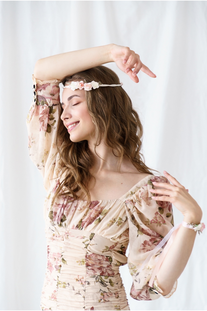 Flower crown, pink, 18cm