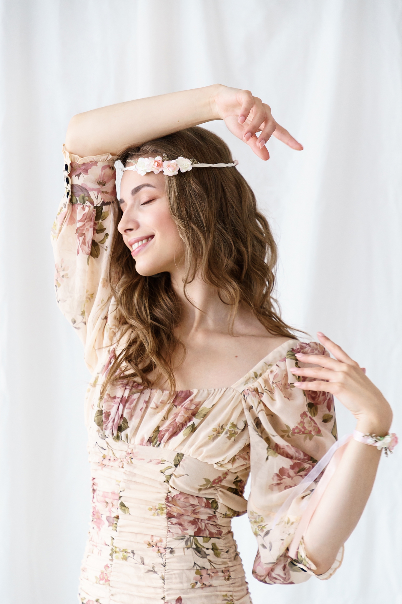 Flower crown, pink, 18cm