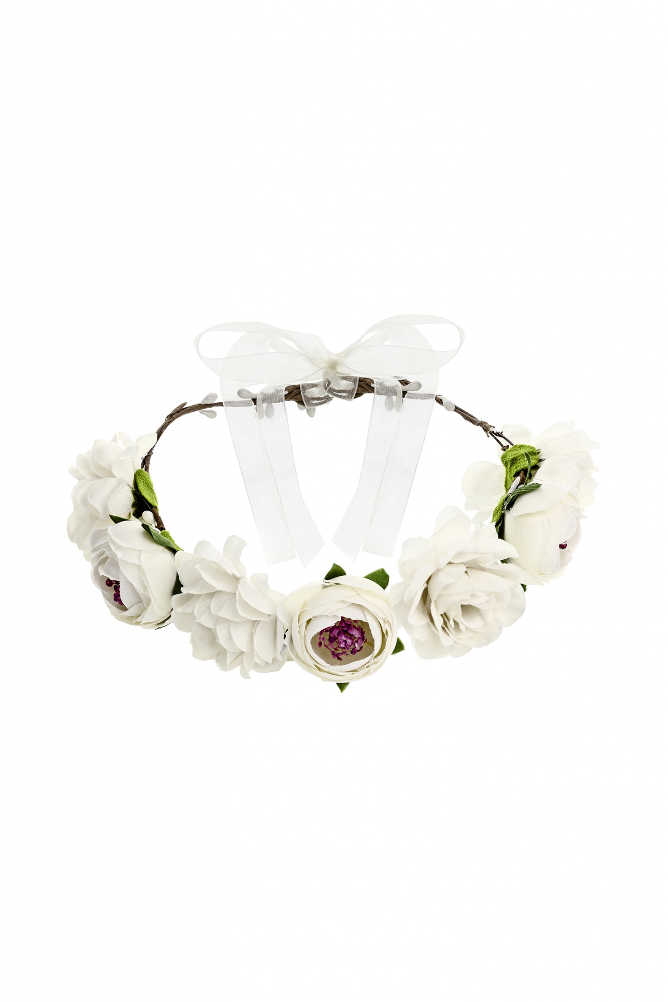 Flower crown, white, 17cm