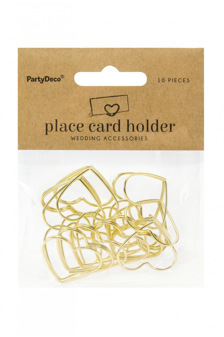 Place card holders Hearts, gold, 2.5 cm