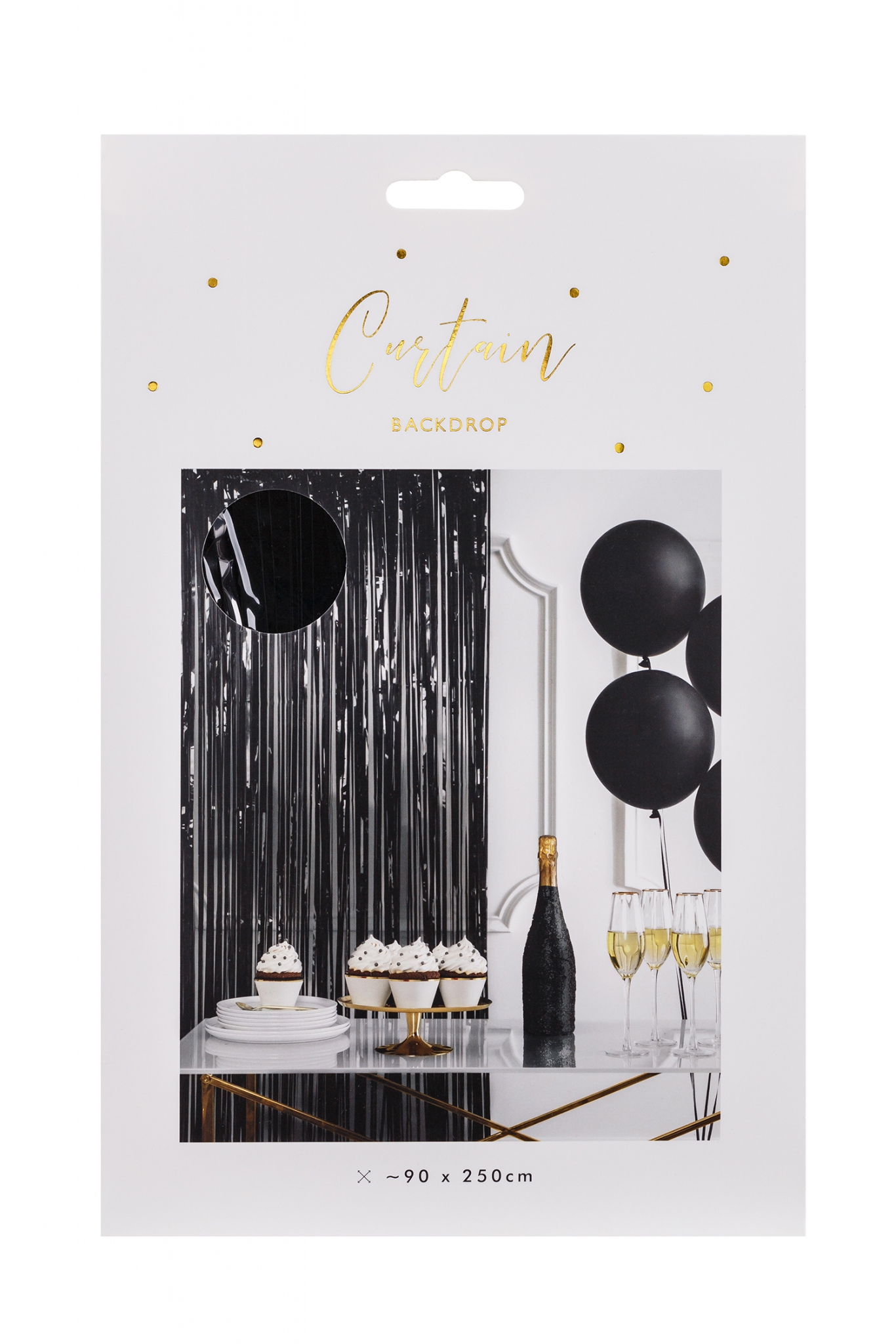Kurtyna Party, czarny, 90x250cm
