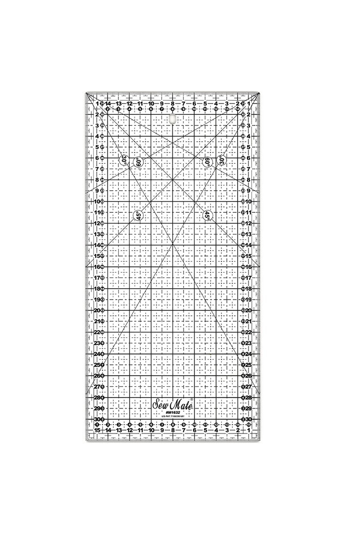 Lineal für Patschwork und Quilting, 160x320 mm, Zentimeterskala, schwarz