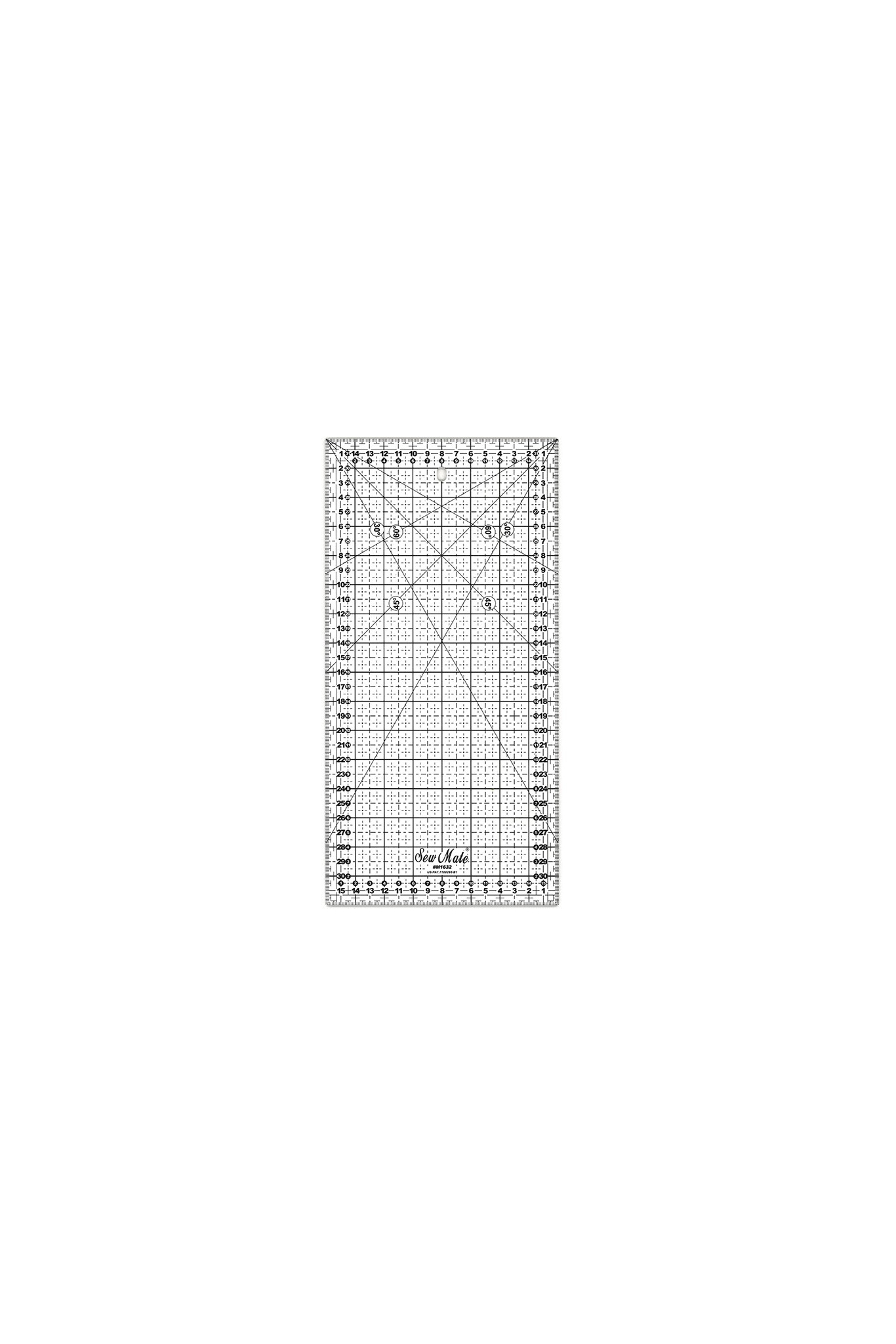 Quilting ruler, metric scale, 160x320 mm, black