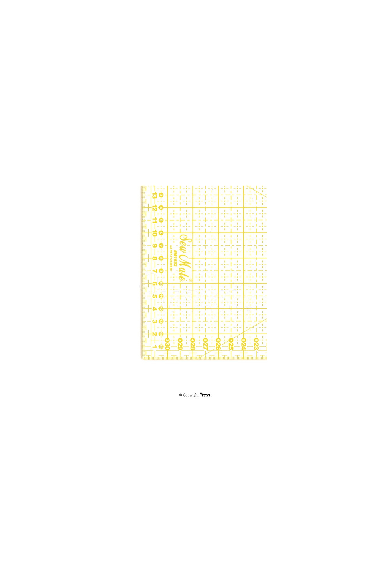 Quilting ruler, 160x320 mm, metric scale, yellow