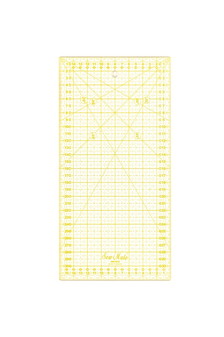 Lineal für Patschwork und Quilting, 160x320 mm, Zentimeterskala, gelb