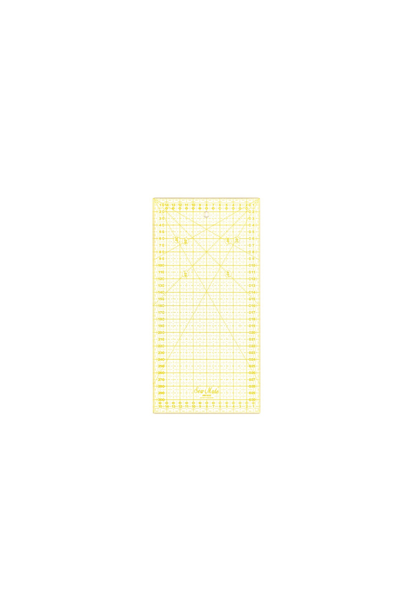 Liniał do patchworku i quiltingu, 160x320 mm, podziałka centymetrowa, żółta