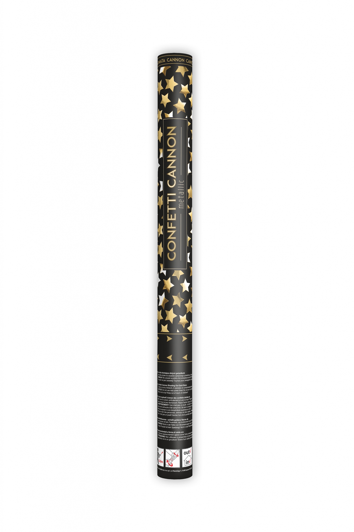 Confetti cannon with stars, gold, 60cm