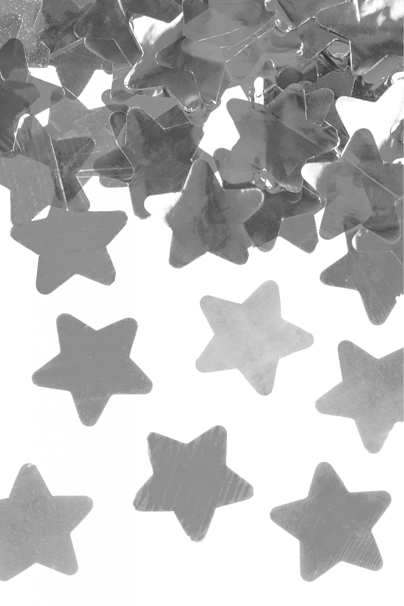 Confetti cannon with stars, silver, 60cm