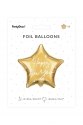 GOLDENER FOLIENBALLON IN FORM EINES STERNS MIT DER AUFSCHRIFT "HAPPY NEW YEAR: 47X50 cm