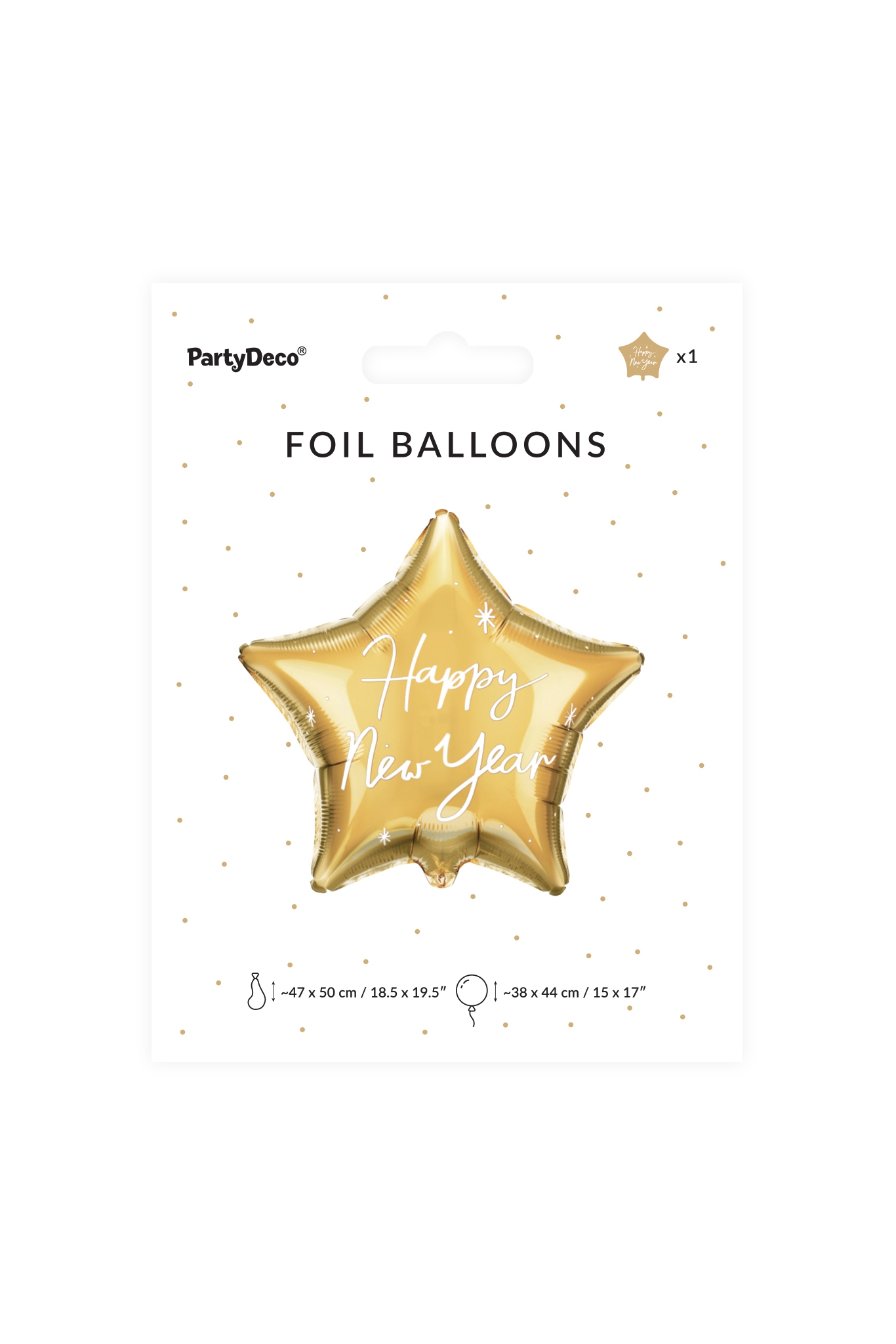 GOLDEN FOIL STAR-SHAPED BALLOON "HAPPY NEW YEAR" 47X50 cm