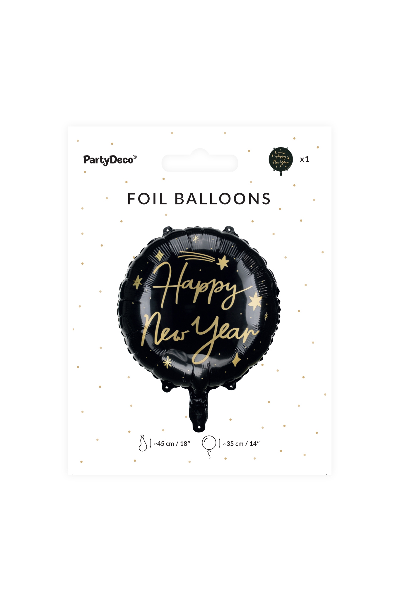 BALON FOLIOWY HAPPY NEW YEAR CZARNY 45 cm