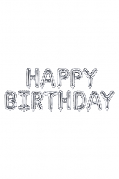 Balon foliowy Happy Birthday srebrny