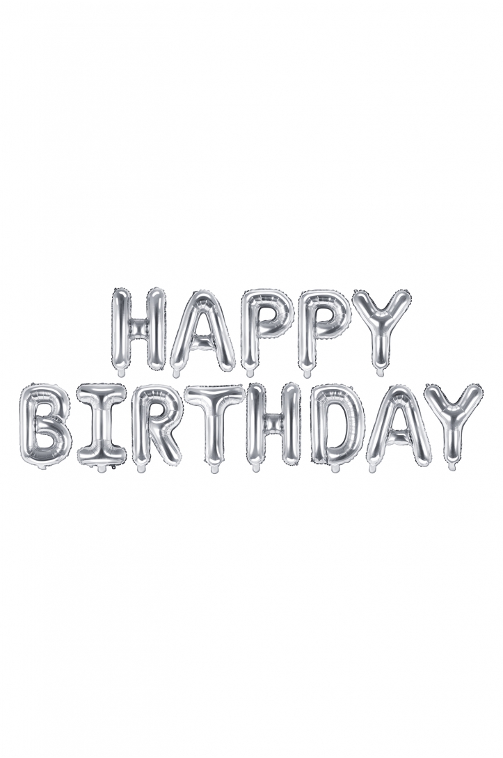 Balon foliowy Happy Birthday srebrny